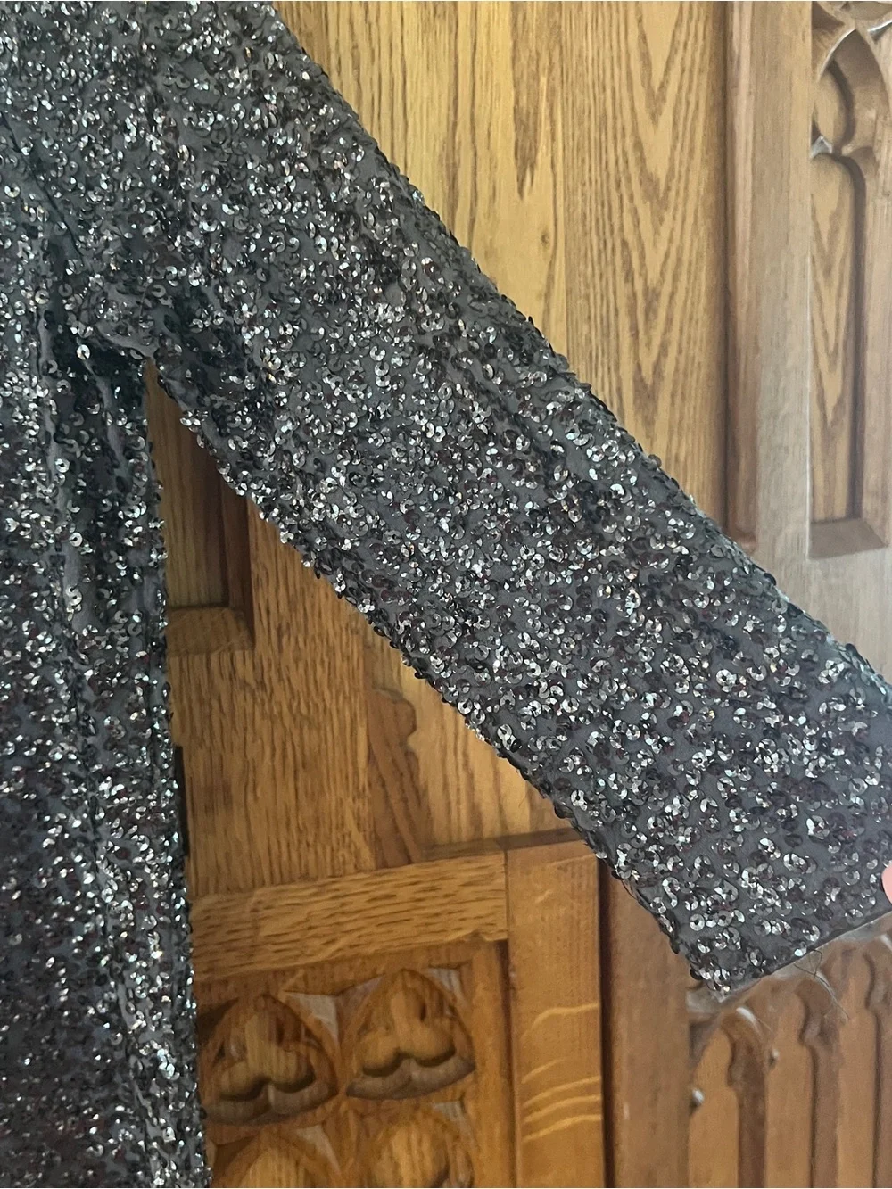 J. Crew Black Sequin Scoop Neck Top - Picture 2 of 3